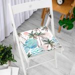 Palmiye Desenli Gezegen Dijital Baskılı Fermuarlı Sandalye Minderi Realhomes