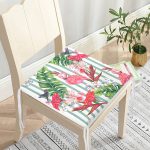 Flamingo Motifli Şerit Desenli Fermuarlı Sandalye Minderi Realhomes