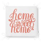 Nar Renk Home Sweet Home Dekoratif Dijital Baskılı Fermuarlı Sandalye Minderi Realhomes
