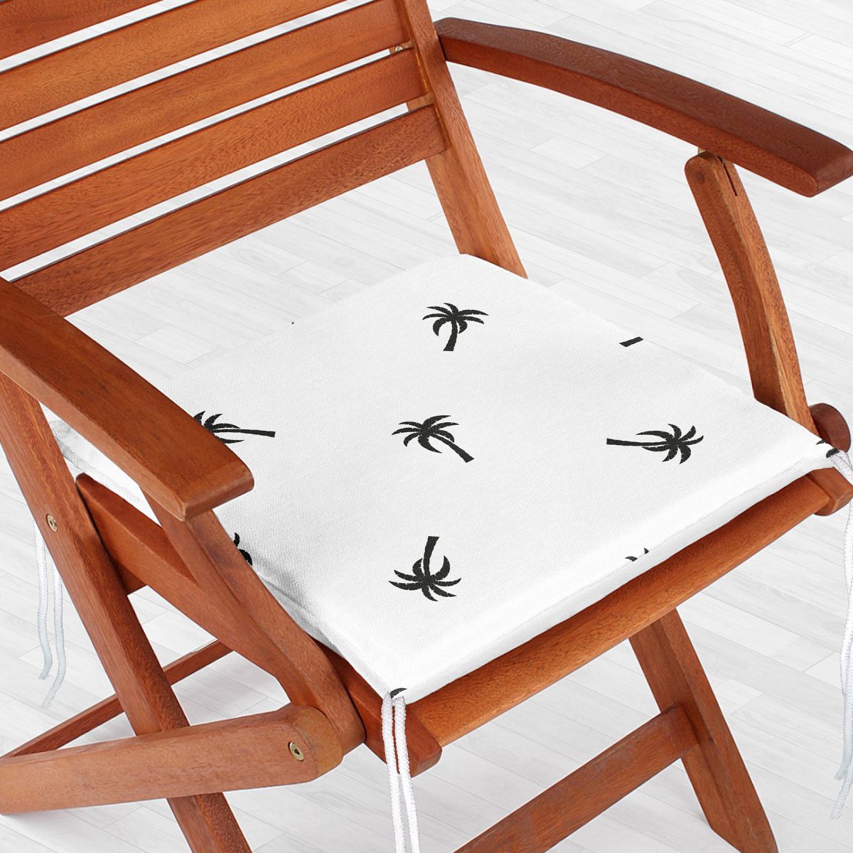 Palmiye Dijital Baskılı Siyah Beyaz Fermuarlı Sandalye Minderi Realhomes