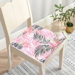 Pembe Gri Yaprak Temalı Dijital Baskılı Fermuarlı Sandalye Minderi Realhomes