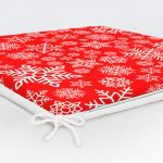 Kırmızı Zeminde Kar Tanesi Desenli Özel Tasarımlı Dijital Baskılı Modern Fermuarlı Sandalye Minderi Realhomes