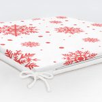 Kırmızı Kar Desenli Özel Tasarımlı Dijital Baskılı Modern Fermuarlı Sandalye Minderi Realhomes