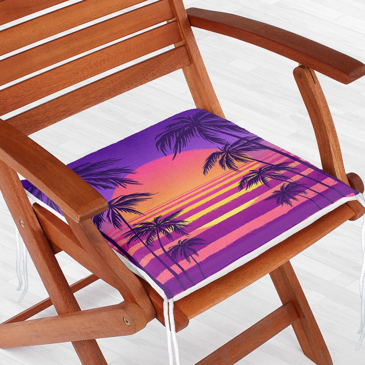 Mor Renkli Plaj Özel Tasarımlı Dijital Baskılı Modern Fermuarlı Sandalye Minderi Realhomes