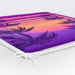 Mor Renkli Plaj Özel Tasarımlı Dijital Baskılı Modern Fermuarlı Sandalye Minderi Realhomes
