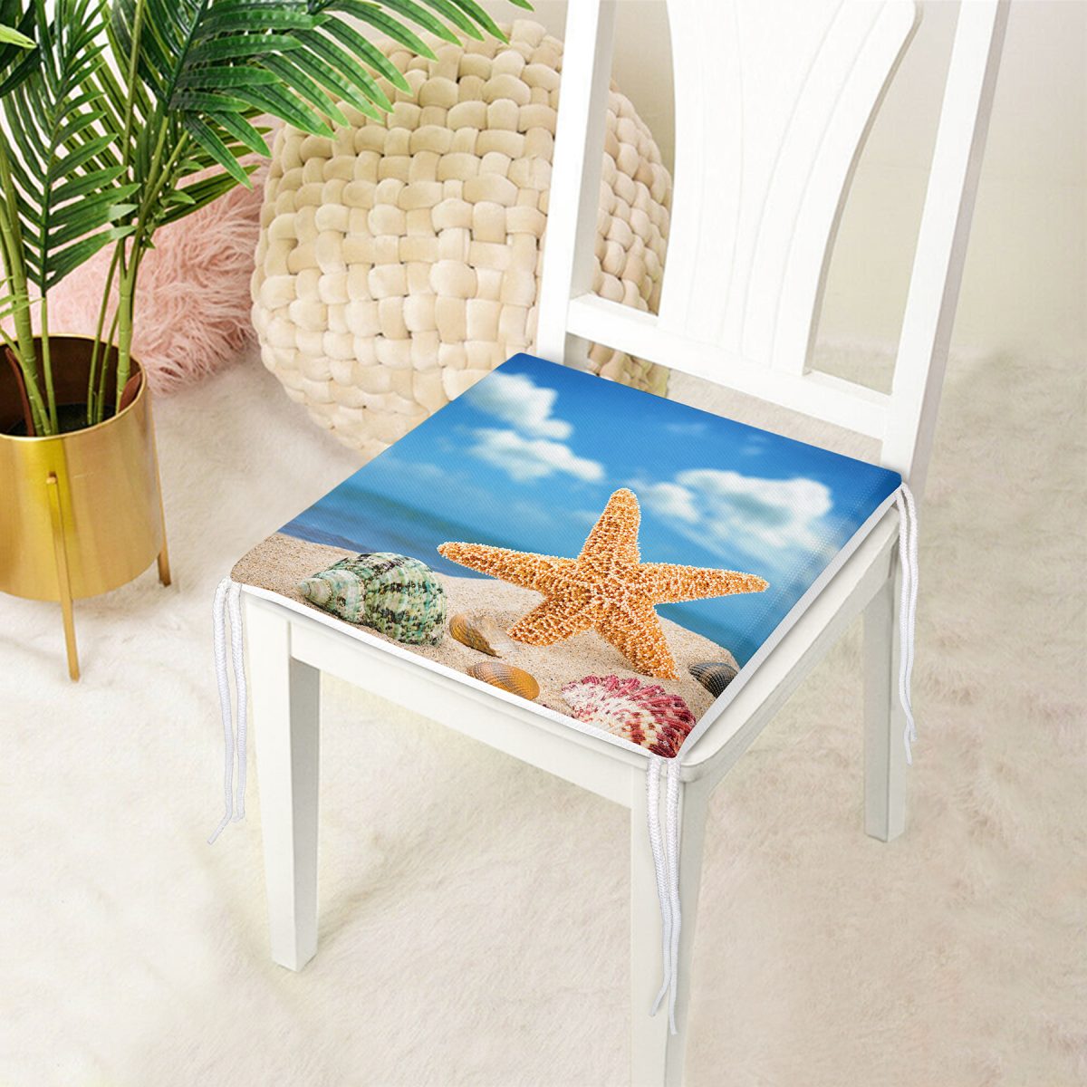 Deniz Yıldızı Özel Tasarımlı Modern Fermuarlı Sandalye Minderi Realhomes
