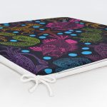 Siyah Zeminde Deniz Canlıları Çizimli Modern Fermuarlı Sandalye Minderi Realhomes