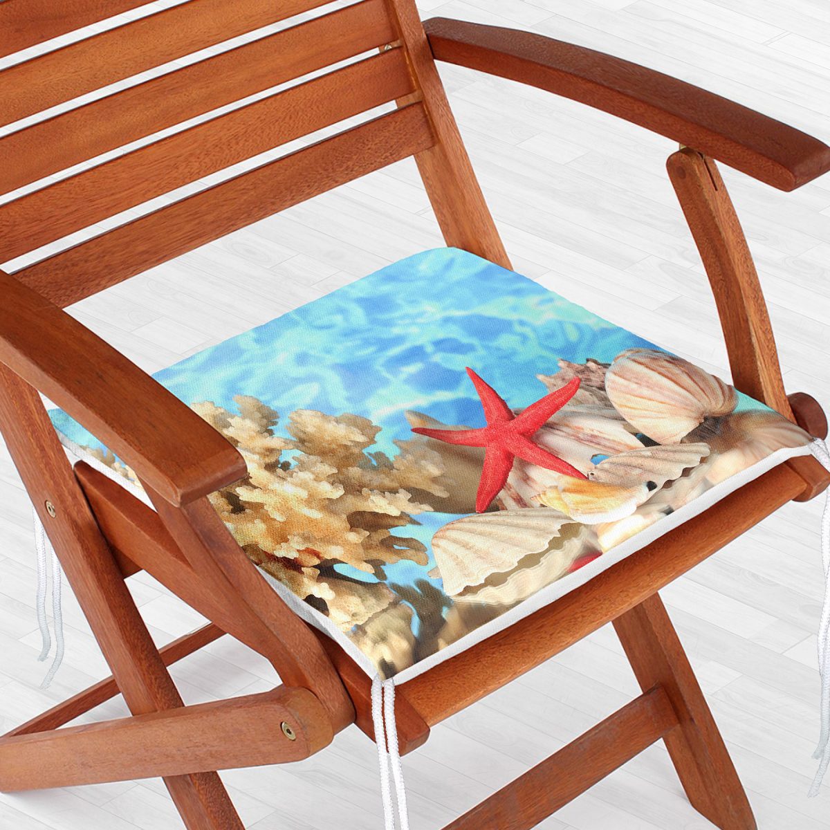 Kırmızı Deniz Yıldızı Özel Tasarımlı Dijital Baskılı Modern Fermuarlı Sandalye Minderi Realhomes