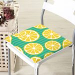 Yeşil Zeminde Limonlar Özel Tasarımlı Modern Fermuarlı Sandalye Minderi Realhomes