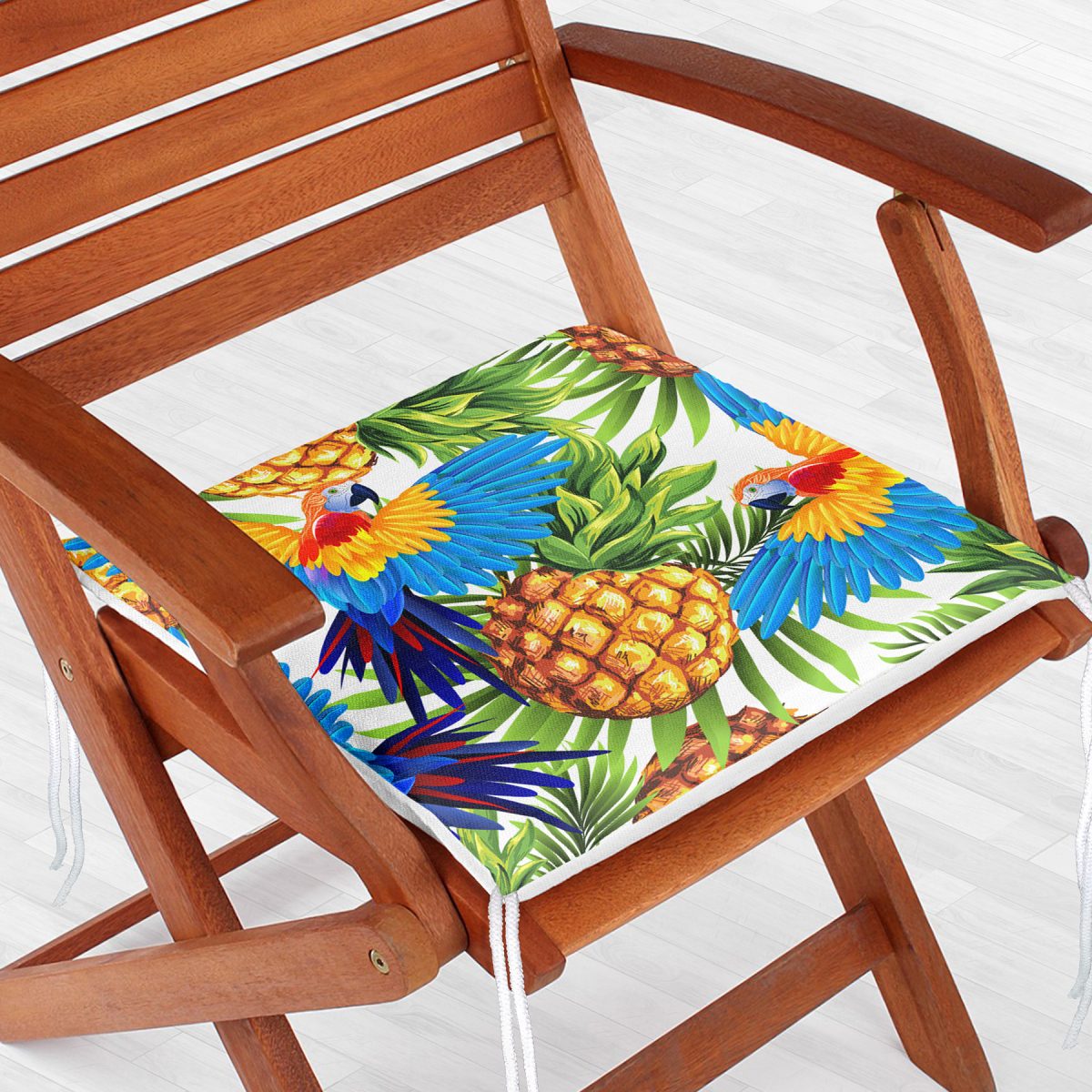 Ananas Tropikal Desenli Özel Tasarım Dijital Baskılı Modern Fermuarlı Sandalye Minderi Realhomes
