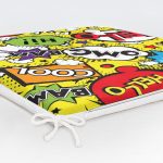 Sarı Zeminde Popart Özel Tasarımlı Dijital Baskılı Modern Fermuarlı Sandalye Minderi Realhomes