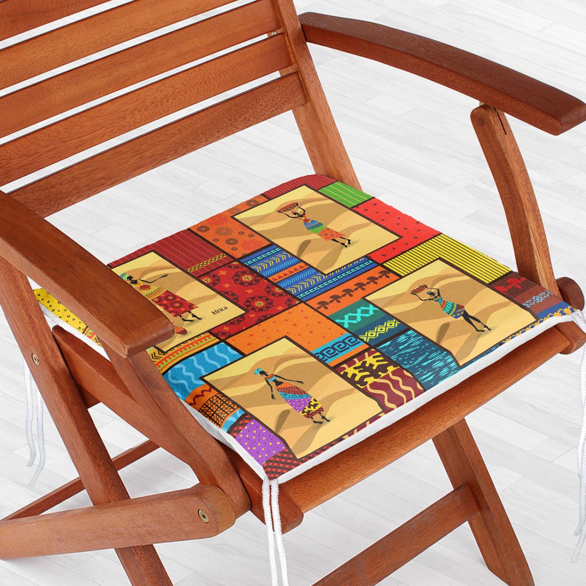 Mozaik African Desenli Dijital Baskılı Modern Fermuarlı Sandalye Minderi Realhomes