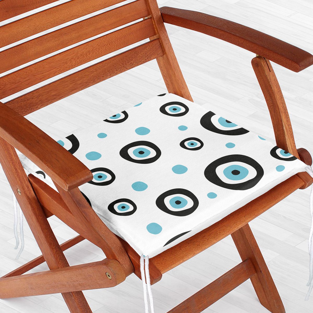 Nazar Boncuğu Motifli Özel Tasarımlı Dijital Baskılı Modern Fermuarlı Sandalye Minderi Realhomes