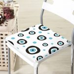 Nazar Boncuğu Motifli Özel Tasarımlı Dijital Baskılı Modern Fermuarlı Sandalye Minderi Realhomes