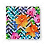 Geometrik Zeminli Çiçekler Özel Tasarımlı Dijital Baskılı Fermuarlı Sandalye Minderi Realhomes