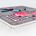 Ekose Zeminde Kırmızı Çiçekler Dijital Baskılı Modern Fermuarlı Sandalye Minderi Realhomes