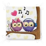 Baykuş Desenli Dekorati Kare Sandalye Minderi 40x40cm ermuarlı Realhomes