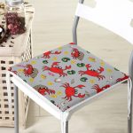 - Frm-4960-Gorsel-3 - Realhomes Realhomes Sevimli Yengeç Desenli Dijital Baskılı Modern Fermuarlı Sandalye Minderi Realhomes