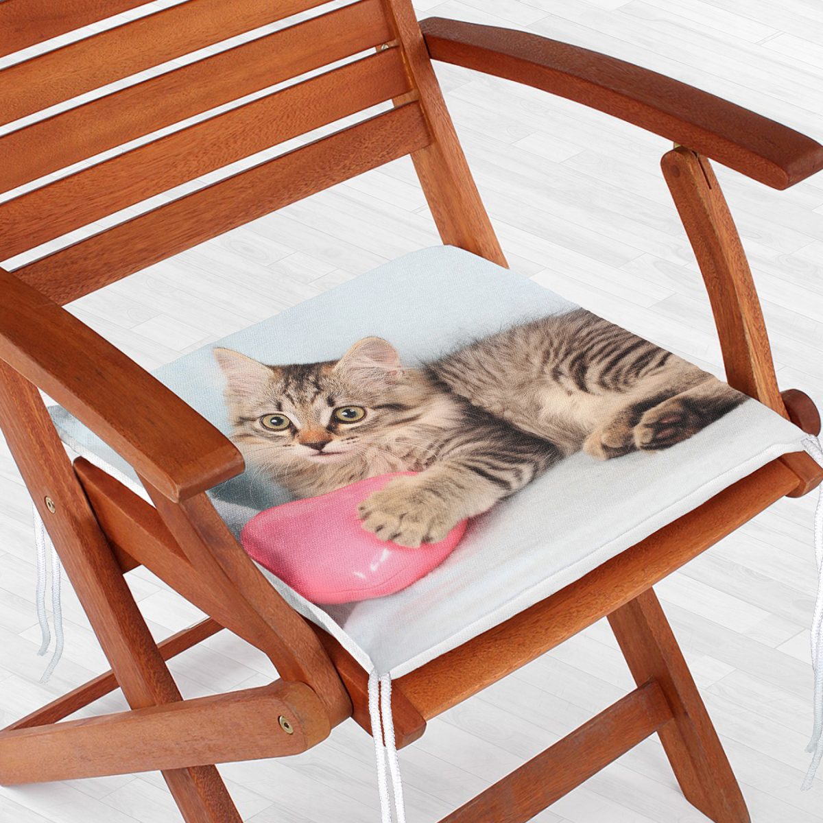 Sevimli Kedi Desenli Dijital Baskılı Modern Fermuarlı Sandalye Minderi Realhomes