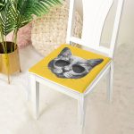 Gözlüklü Kedi Desenli Dijital Baskılı Modern Fermuarlı Sandalye Minderi Realhomes