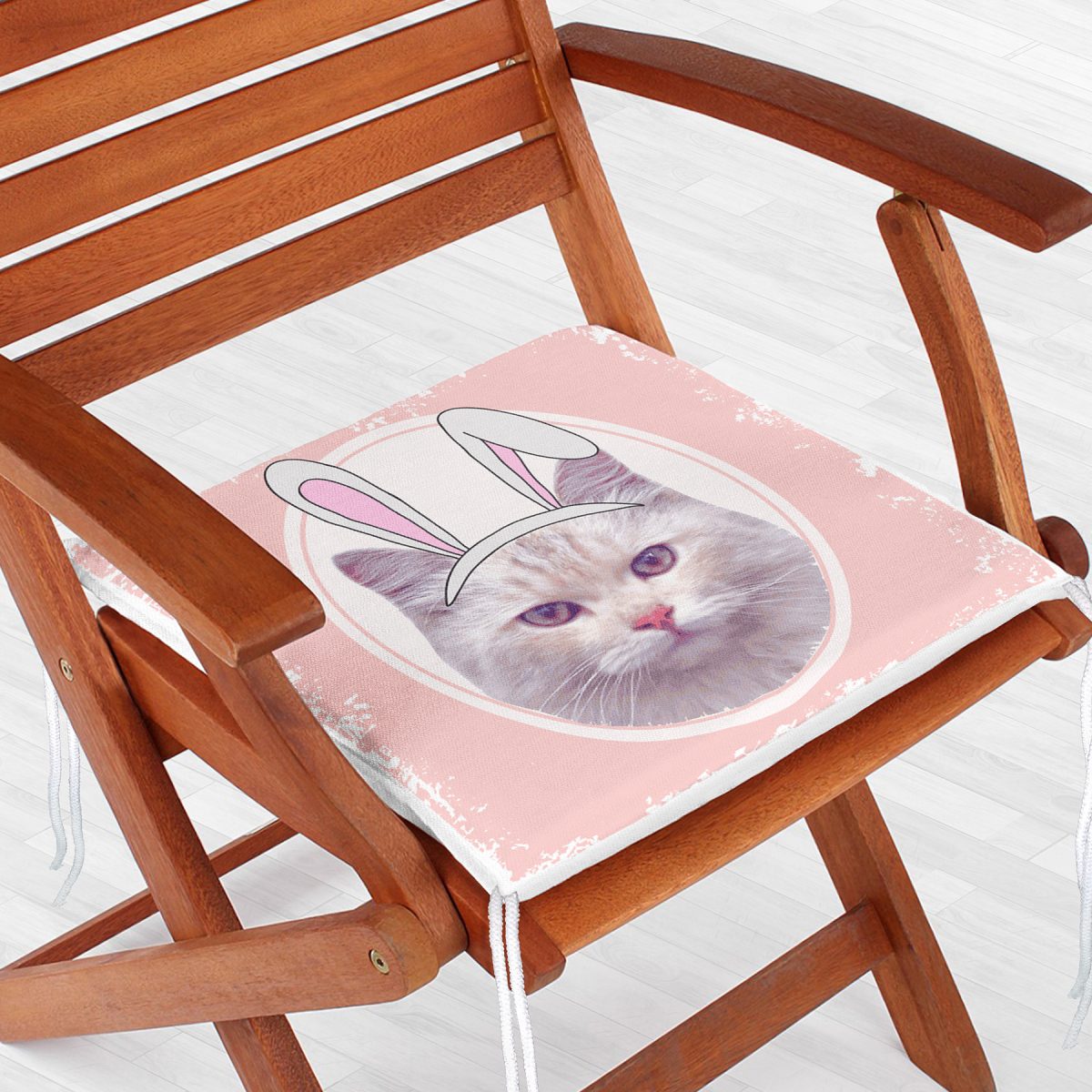 Sevimli Kedi Desenli Dijital Baskılı Modern Fermuarlı Sandalye Minderi Realhomes