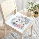 Çiçek Çerçeveli Kedi Motifli Modern Fermuarlı Sandalye Minderi Realhomes