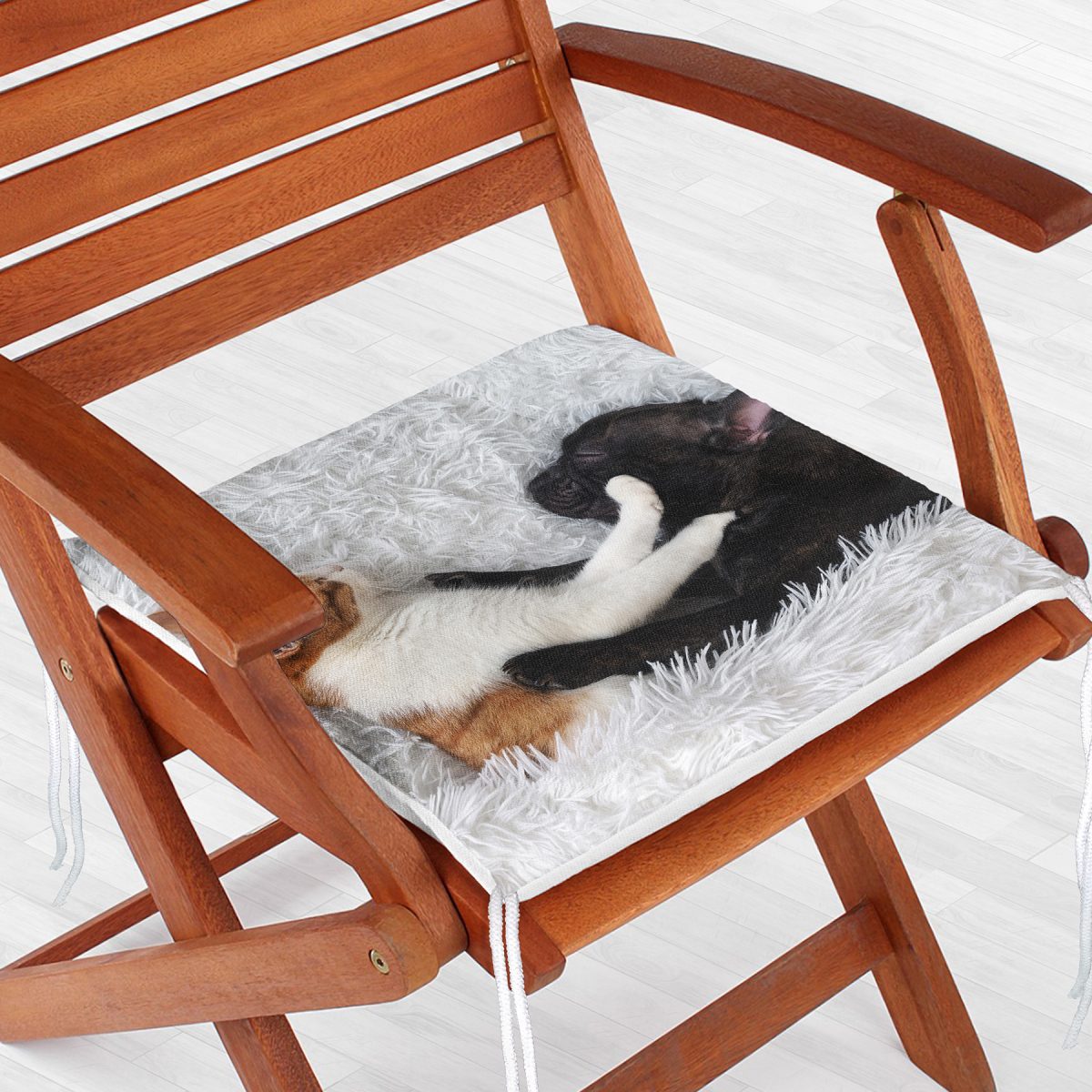 Köpek ve Kedili Dijital Baskılı Modern Fermuarlı Sandalye Minderi Realhomes