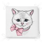 Sevimli Kedi Desenli Dijital Baskılı Modern Fermuarlı Sandalye Minderi Realhomes