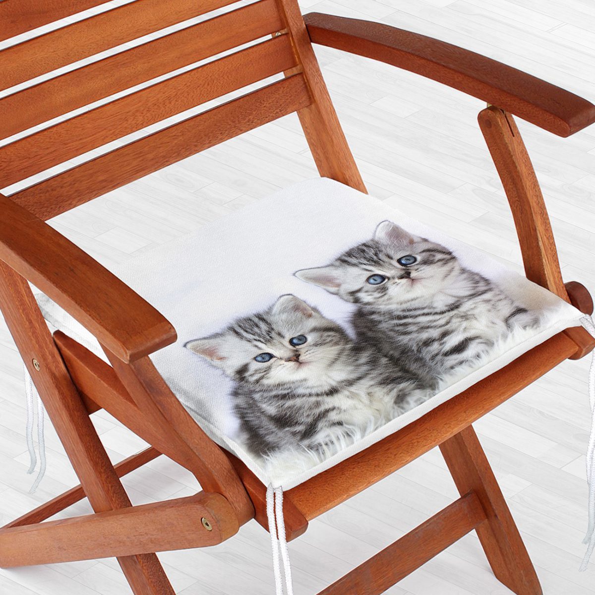 Yavru Kedi Desenli Modern Fermuarlı Sandalye Minderi Realhomes