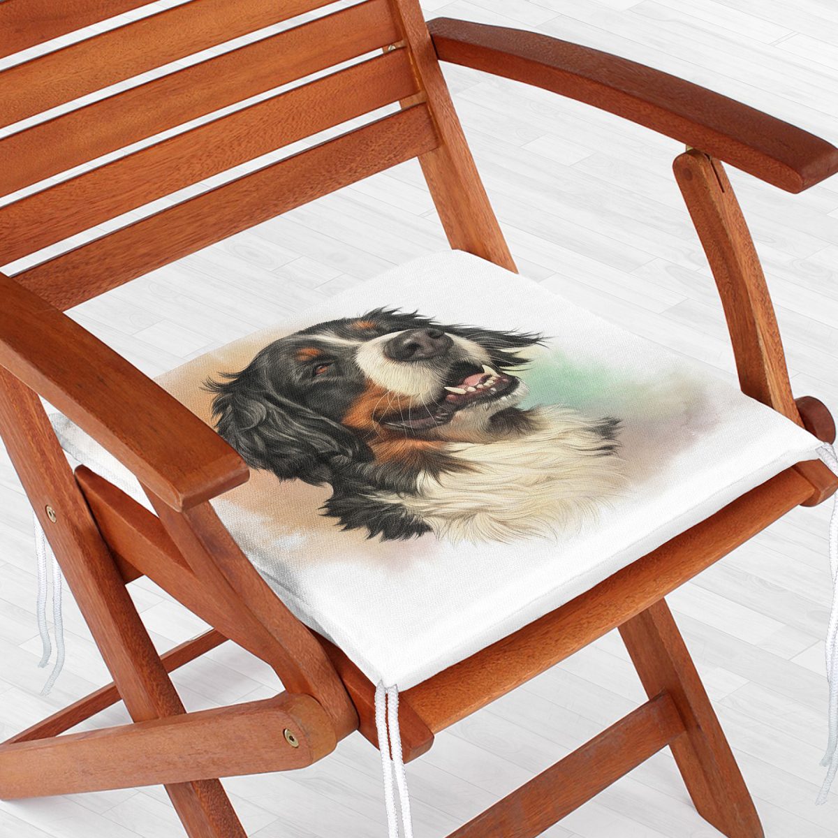 Sevimli Köpek Desenli Dijital Baskılı Modern Fermuarlı Sandalye Minderi Realhomes