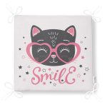 Kalpli Gözlüklü Smile Kedicik Dijital Baskılı Fermuarlı Sandalye Minderi Realhomes