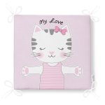 Açık Mine Renkli My Love Yazılı Sevimli Kedicik Motifli Modern Fermuarlı Sandalye Minderi Realhomes