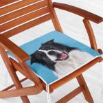 Mavi Zeminde Sevimli Köpek Dijital Baskılı Modern Fermuarlı Sandalye Minderi Realhomes