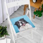 Mavi Zeminde Sevimli Köpek Dijital Baskılı Modern Fermuarlı Sandalye Minderi Realhomes