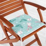 Deniz Kızı Kuyruklu Kedicikler Dijital Baskılı Modern Fermuarlı Sandalye Minderi Realhomes