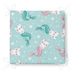 Deniz Kızı Kuyruklu Kedicikler Dijital Baskılı Modern Fermuarlı Sandalye Minderi Realhomes