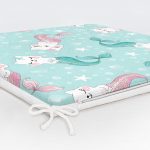 Deniz Kızı Kuyruklu Kedicikler Dijital Baskılı Modern Fermuarlı Sandalye Minderi Realhomes