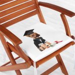 Mezuniyet Kıyafetli Köpekçik Dijital Baskılı Modern Fermuarlı Sandalye Minderi Realhomes