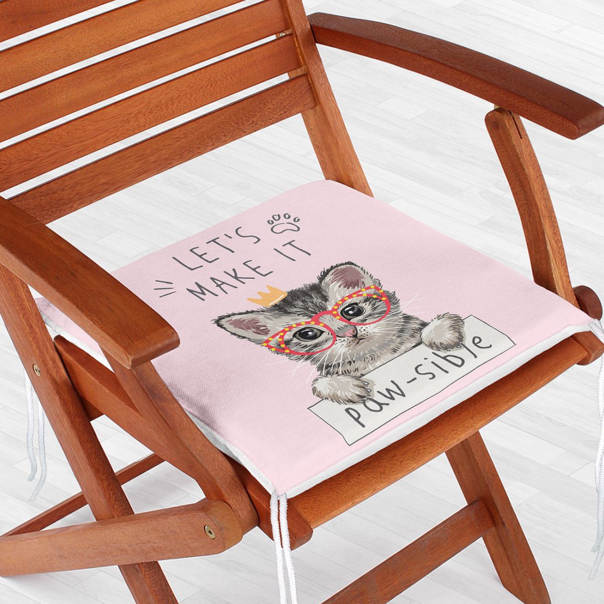 Let's Make It Kedi Desenli Modern Fermuarlı Sandalye Minderi Realhomes