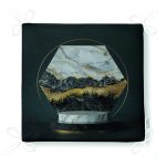 Mermer Ve Altınlı 3D Altıgen Desenli Dijital Baskılı Fermuarlı Sandalye Minderi Realhomes