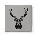 Gri Zeminde Geometrik Geyik Çizimli Modern Fermuarlı Sandalye Minderi Realhomes