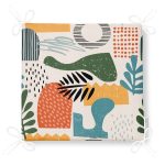 Ekru Zeminde Sanatsal Motifler Dijital Baskılı Modern Fermuarlı Sandalye Minderi Realhomes