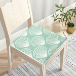 Yeşil Zeminde Deniz Kabuğu Desenli Dijital Baskılı Modern Fermuarlı Sandalye Minderi Realhomes