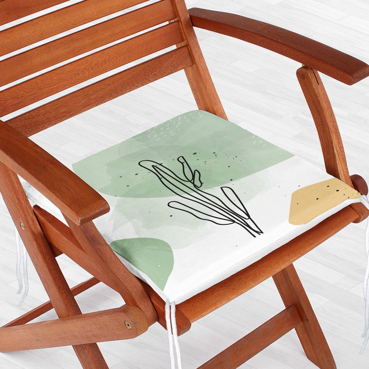 Soft Renkli Onedraw Yaprak Temalı Dijital Baskılı Modern Fermuarlı Sandalye Minderi Realhomes