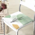 Soft Renkli Onedraw Yaprak Temalı Dijital Baskılı Modern Fermuarlı Sandalye Minderi Realhomes