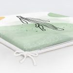 Soft Renkli Onedraw Yaprak Temalı Dijital Baskılı Modern Fermuarlı Sandalye Minderi Realhomes