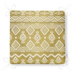 Gold Zeminde Beyaz Bohem Çizimli Dijital Baskılı Modern Fermuarlı Sandalye Minderi Realhomes