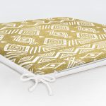 Gold Zeminde Beyaz Bohem Çizimli Dijital Baskılı Modern Fermuarlı Sandalye Minderi Realhomes