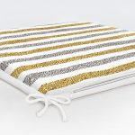 Beyaz Zeminde Gold Ve Siyah Çizgili Dijital Baskılı Modern Fermuarlı Sandalye Minderi Realhomes