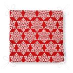 Kırmızı Zemin Üzerinde Beyaz Kar tanesi Desenli Dijital Baskılı Modern Fermuarlı Sandalye Minderi Realhomes